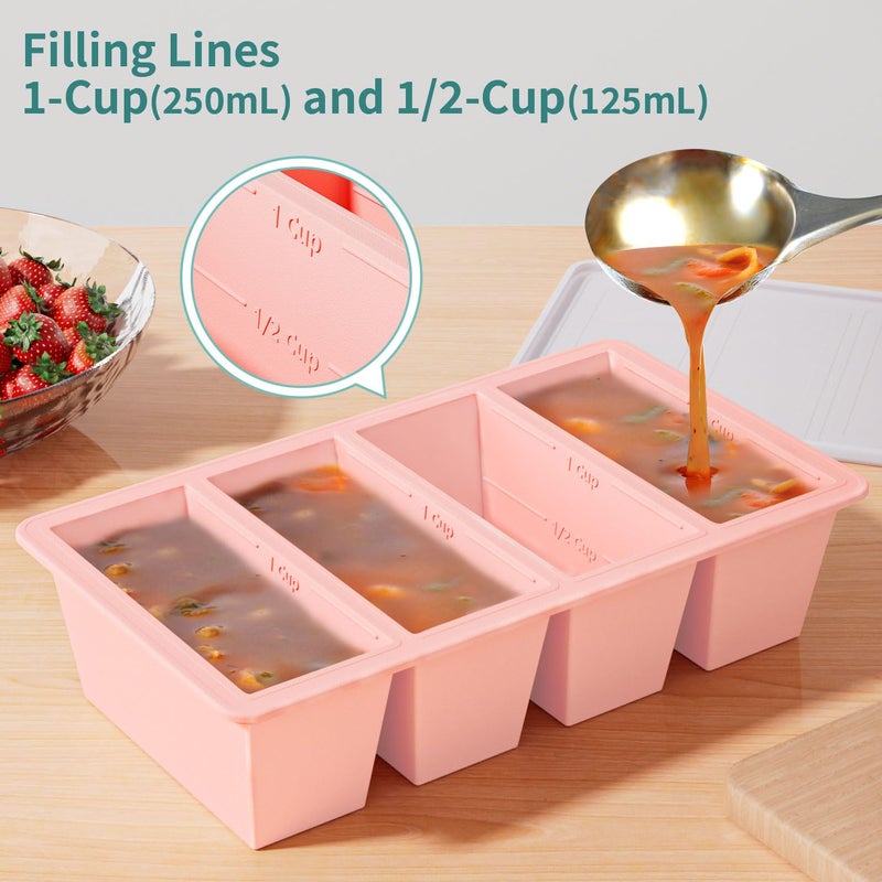 GGOW Silicone Freezer Tray for Sauce Cube: GGOW Silicone Freezing Tray for Broth Soup Storage - Freeze 250mL 125mL Souped Portion - Image 4